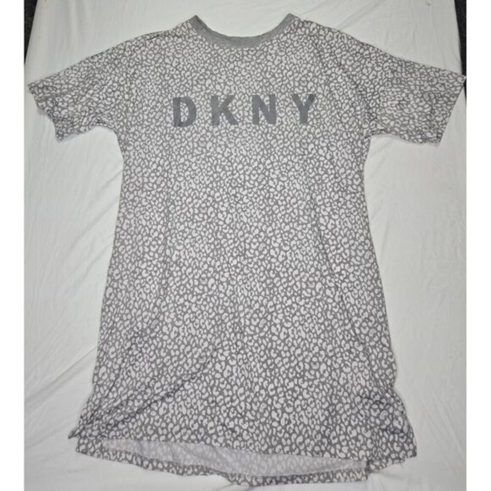 DKNY Long Gray & White Leopard Print T-Shirt‎ Sleepwear jersey-blend Women's M